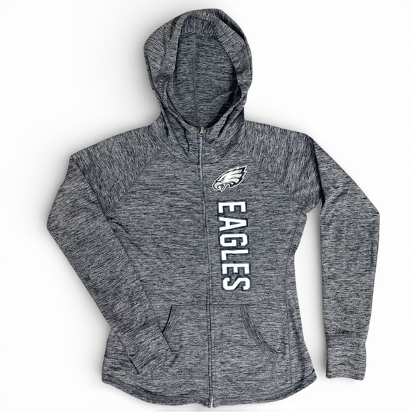 Nfl Apparel Tops - Philadelphia Eagles Full Zip Hoodie NFL Team Apparel Heather Gray